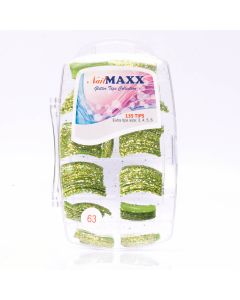 Glitzy Lime Green Glitter Acrylic Nail Tips 135pcs/box